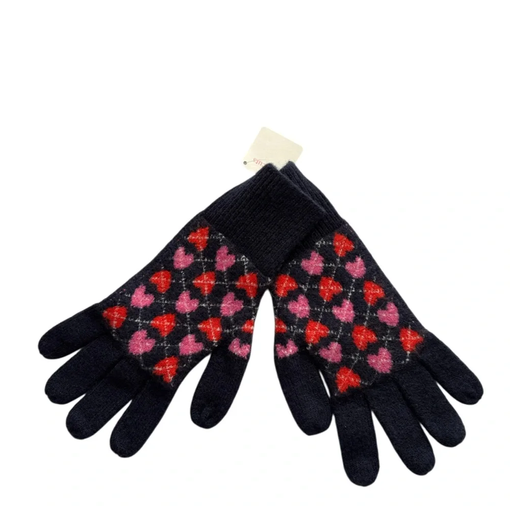 New J crew Crewcuts Girls' heart argyle gloves in supersoft yarn Blue Pink